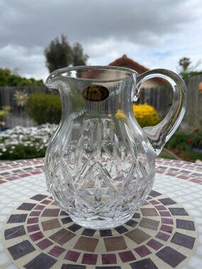 Vintage Block Glass Olympic Pitcher, Handcrafted Crystal, Made in Poland